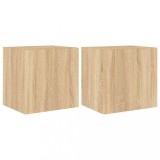 Cumpara ieftin Comoda TV de perete cu LED, 2 buc. stejar sonoma, 40,5x35x40 cm