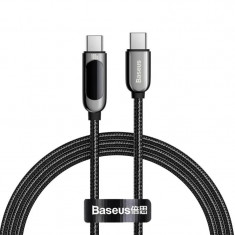 Cablu Alimentare si Date Baseus Display Fast Charging USB Type-C la USB Type-C 100W braided 1m Negru foto