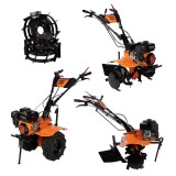 Motocultor cu accesorii, 7.5 Cai Putere, Rarita ajustabila, Freze si Roti metalice Detoolz DZ-M125