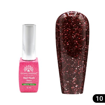 Ojă semipermanentă Red Flush Disco 8 ml, 10 foto