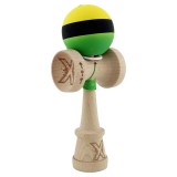 Kendama X Originala, Profesionala, Cyrax, Cupe Mari KING SIZE V3, Rubber Grip, Gaura in Baza, Rulment Metalic, din lemn 18 cm, Ata 62/65 cm, M Galben/