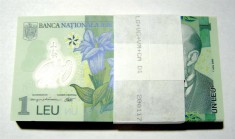 Fisic de 100 de bancnote de 1 leu serie consecutiva UNC foto