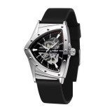 Cumpara ieftin Ceas barbatesc Winner CS1751, automatic, silicon, negru, cadran negru-argintiu