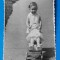 Fotografie anii 1970 imagine superba fetita cu jucarie papusa Aradeanca in carut