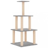 Cumpara ieftin Ansamblu de pisici, stalpi din funie sisal, gri deschis, 111 cm