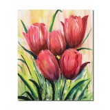 Tablou pictat manual, Lalele, lalele, stilizat - 60x50cm acril pe panza, in cutit efect 3D, Fabulos