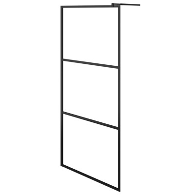 Paravan dus walk-in, negru, 80x195 cm, sticla ESG transparenta foto