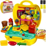 Set Joc de Rol, Valiză cu Accesorii, Plasticină, Dezvoltare Creativitate și Imaginație, Bar la Cinema, 5 Mase Colorate, Dimensiuni 25x23x9.5 cm, Kruzzel