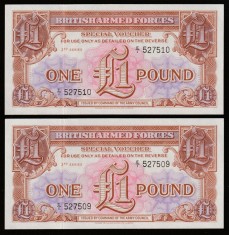 Marea Britanie_2 bancnote x 1 lira sterlina 1956_UNC_E/1 527509-510 foto