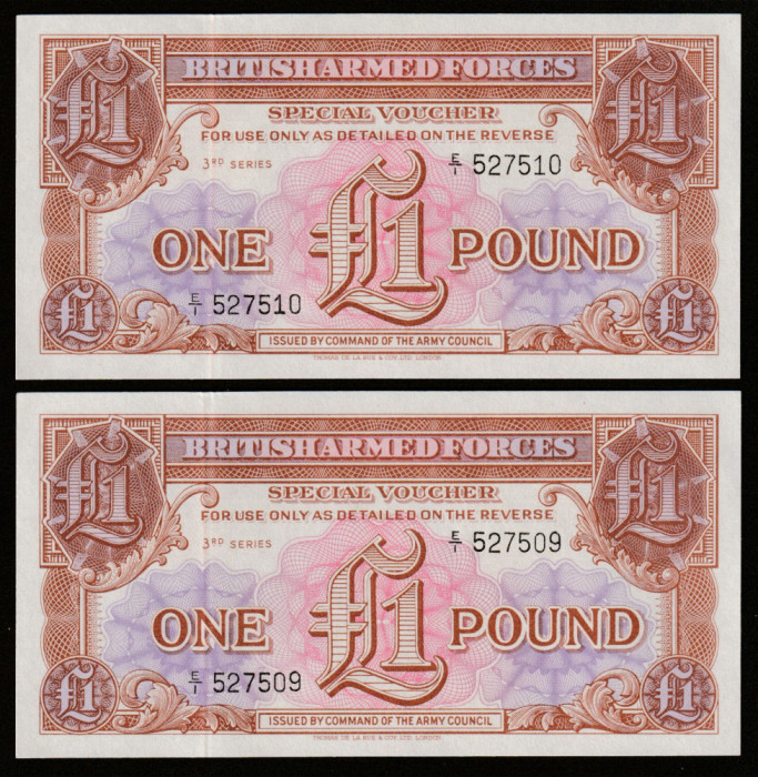 Marea Britanie_2 bancnote x 1 lira sterlina 1956_UNC_E/1 527509-510