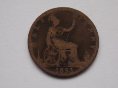HALF PENNY 1893 -GBR foto