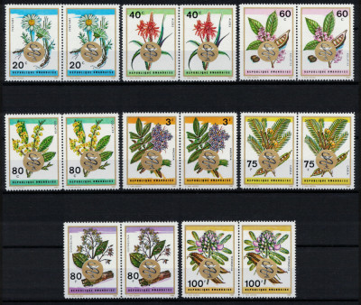 RWANDA 1969 - Flori si plante medicinale africane/serie completa, perechi MNH foto