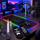 Pachet Gaming RGB cu Mouse Pad XXL, Suport Casti LED si Accesorii, 4 Produse