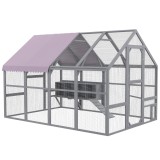 PawHut Cotet pentru pui, custi pentru pui, cuibilitatie, rezistente la vreme, 280 x 185,5 x 188 cm, Gri | Aosom Romania