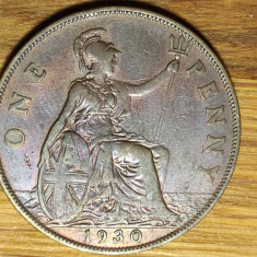 Marea Britanie - moneda de colectie - 1 penny 1930 - George V - patina superba