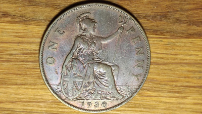 Marea Britanie - moneda de colectie - 1 penny 1930 - George V - patina superba foto