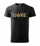 Tricou barbat Malfini Basic marime XS, S, M, L, XL, XXL, print &quot;Hate/Love&quot;, Bumbac, Negru