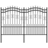 Gard de gradina cu varf tip sulita, negru, 240x150 cm, otel vopsit in camp electrostatic