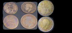 Set complet 3 monede 1918 : One 1 Penny 1918 + 1918 H + 1918 KN , UK Anglia foto