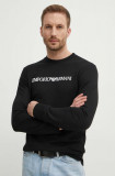 Emporio Armani bluza barbati, culoarea negru, cu imprimeu
