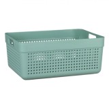 Coș Depozitare Plastic, Verde Mentă, Capacitate 10L, Perforat cu M&acirc;nere, Oem