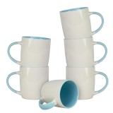 Set 6 cani, 320 ml, Portelan, Alb/Albastru