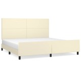 Cumpara ieftin Cadru de pat cu tablie, crem, 200x200 cm, piele ecologica