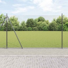 vidaXL &Icirc;mprejmuire din plasă cu st&acirc;lpi Gri 1.6 x 10 m Oțel 3351261