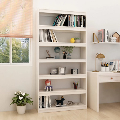 vidaXL Bibliotecă/Separator cameră, alb, 100x30x200 cm, lemn masiv pin foto