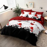Cumpara ieftin Lenjerie de pat pentru o persoana cu husa elastic pat si 2 fete perna patrata, Ylva, bumbac mercerizat, multicolor