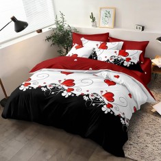 Lenjerie de pat pentru o persoana cu husa de perna dreptunghiulara, Ylva, bumbac mercerizat, multicolor