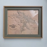 Planul Orasului Iasi, executat in 1896-1897 de Inginerul Grigore Bejan, plan original litografiat, inramat cu paspartu si sticla de protectie, Moldova