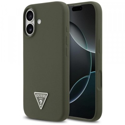 Husa MagSafe pentru Apple iPhone 17, Guess, Triangle Logo, Kaki foto