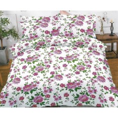 Lenjerie de pat pentru o persoana cu husa de perna dreptunghiulara, Paeonia, bumbac mercerizat, multicolor