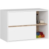 Etajera de baie suspendata, cu 2 sertare, PAL 16 mm, 90x46x60 cm, alb si stejar sonoma Household NewTrend