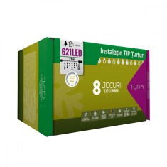 Instalatie craciun turturi, ip44, 21 m, 621 led-uri ,perdea franjurata, alb cald, 8 jocuri de lumini, transformator 31 v, putere 9 w, interconectabila