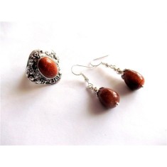 Set bijuterii inel și cercei, set cu piatra soarelui 41542