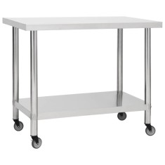 vidaXL Masă de lucru bucătărie cu roți, 100x45x85 cm, oțel inoxidabil 51638