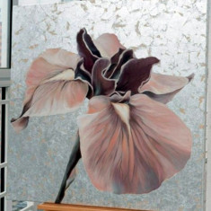 Pictori Romani Tablou abstract U/P Pictura orhidee roz pudrat 100x100cm