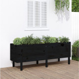 Strat &icirc;nălțat de grădină, negru, 160x50x57 cm, lemn masiv pin, vidaXL