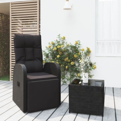 Gossi set sezlonguri gradina, 2 piese, negru, poliratan&amp;amp;otel foto