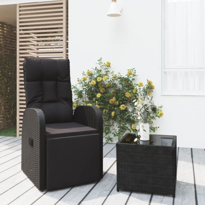 Gossi set sezlonguri gradina, 2 piese, negru, poliratan&amp;otel