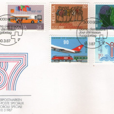 Elvetia 1987 - aniversari, serie pe FDC