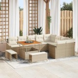 VidaXL Set de canapele pentru grădină cu pernă 12 pcs Bej Rattan poli