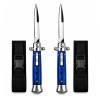 Set doua cutite cu lamă tip stiletto automate DEPOX&reg;, m&acirc;ner albastru, 27 cm, cu husă inclusa