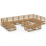 Set mobilier de gradina, 13 piese, lemn masiv de pin