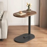 Masuta de Cafea cu Picior pentru pat/canapea, Negru cu Wenge, Ovala, Lemn cu Metal, 40 x 28 x 55.5 cm