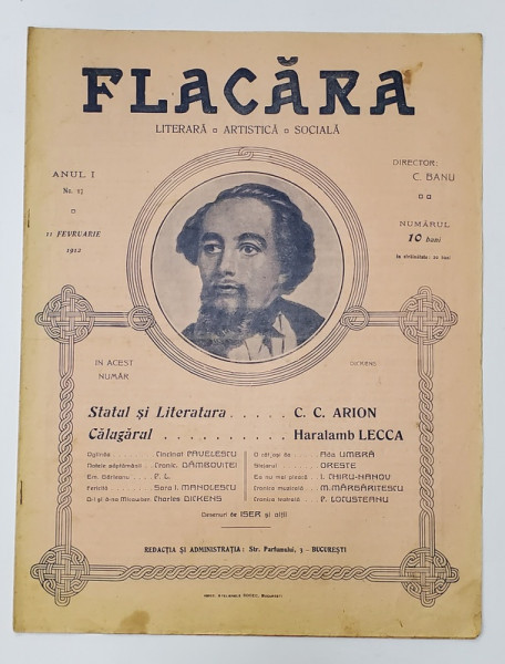 FLACARA LITERARA , ARTISTICA , SOCIALA , REVISTA , ANUL I , NR. 17 , FEBRUARIE , 1912