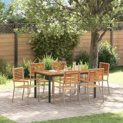 vidaXL Set de masă pentru grădină 7 pcs Bej și Maro 150 x 90 x 75 cm 3365501 foto