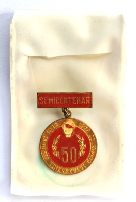 INSIGNA UTC SEMICENTENAR 1922 1972 50 ANI IN ETUI ORIGINAL UTM PCR foto